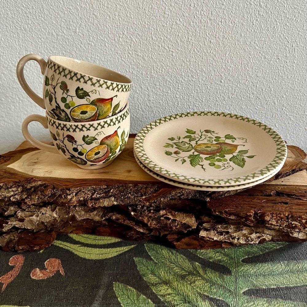 Johnson Brothers ARBOR OLD GRANITE Cup & Saucer Sets Set Of 2